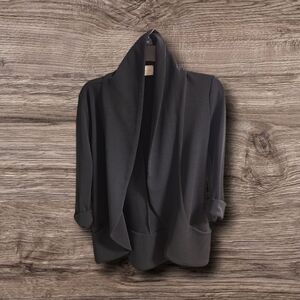 FRENCHMAUVE Womens Stylish Black Draped Cardigan (Medium)